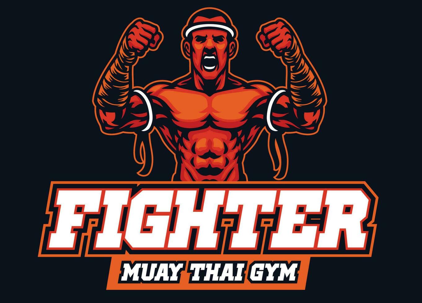 mascot of muay thai fighter vector