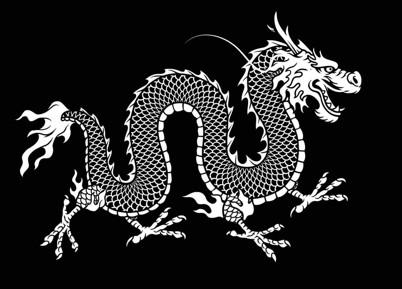 hand drawn style of asian dragon vector