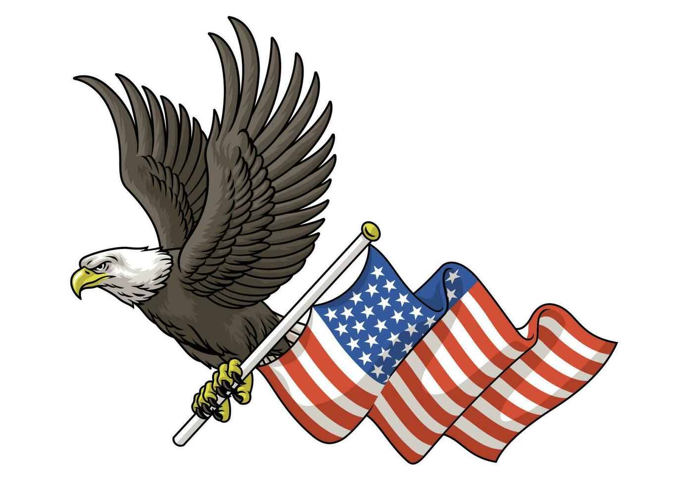 Eagle Fly holding the USA Flag vector