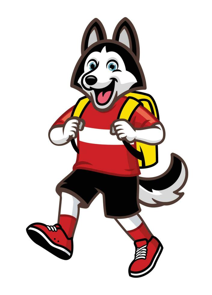 husky dog cartoon back to school vector