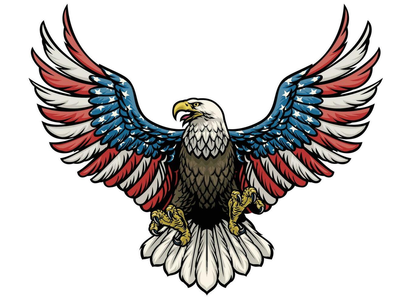 águila pintado en americano bandera vector