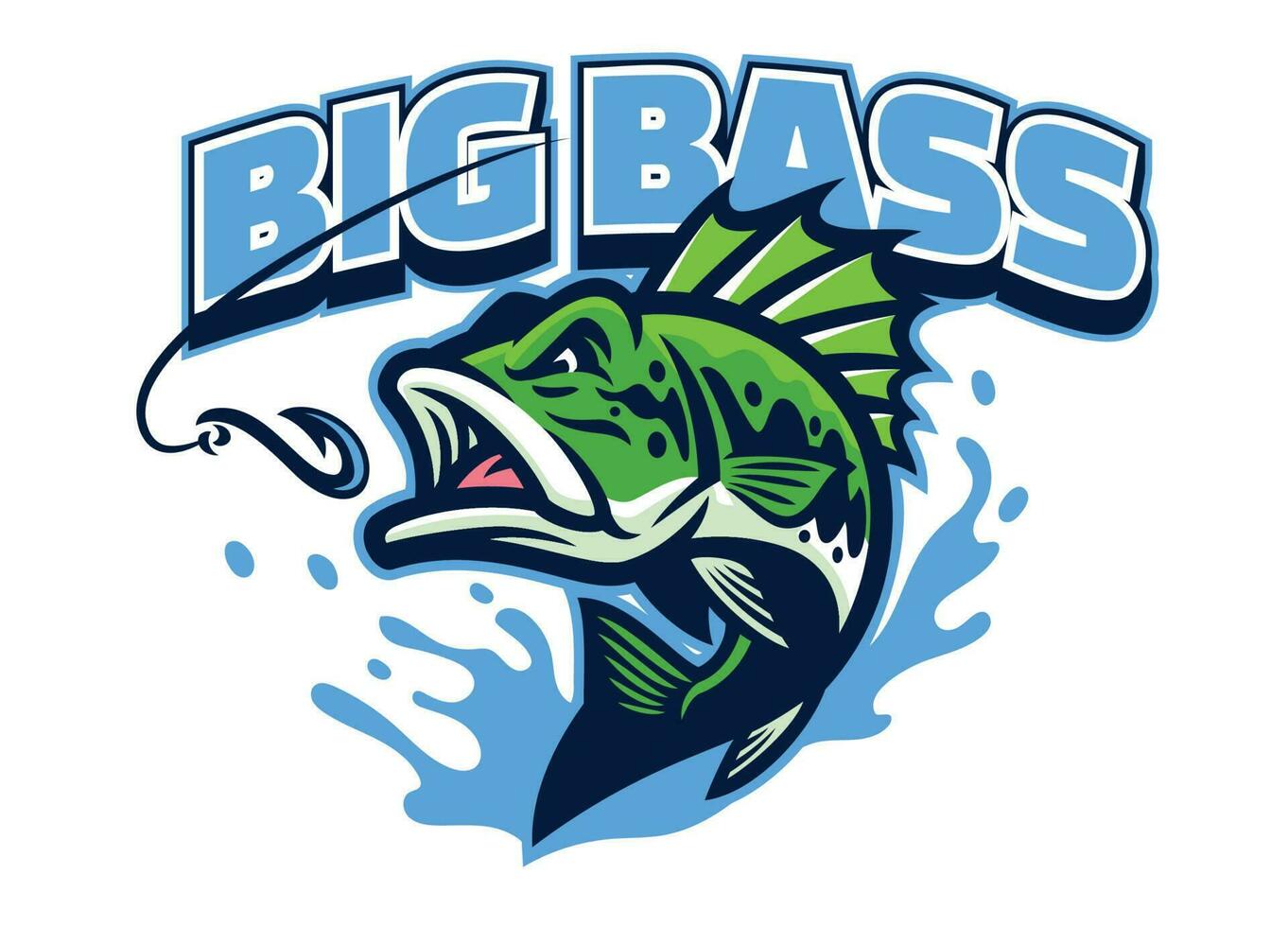 bocazas bajo pescado mascota logo vector