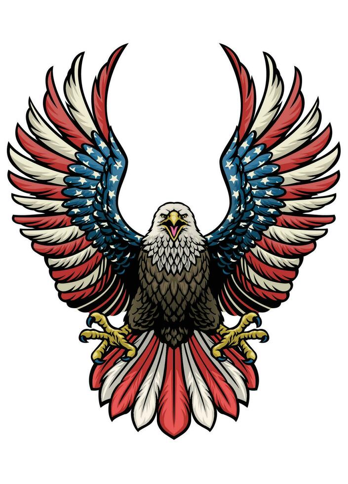 eagle of america in hand drawn style vector