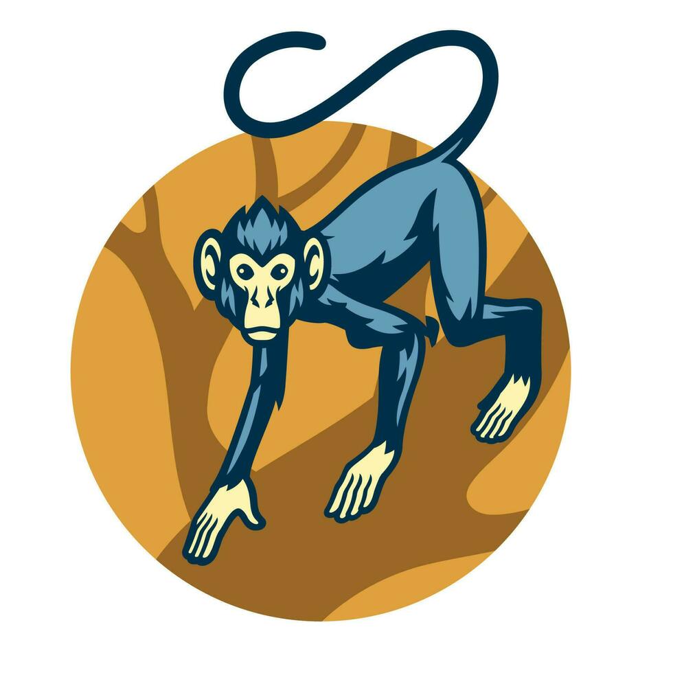 mono mascota a el bosque vector