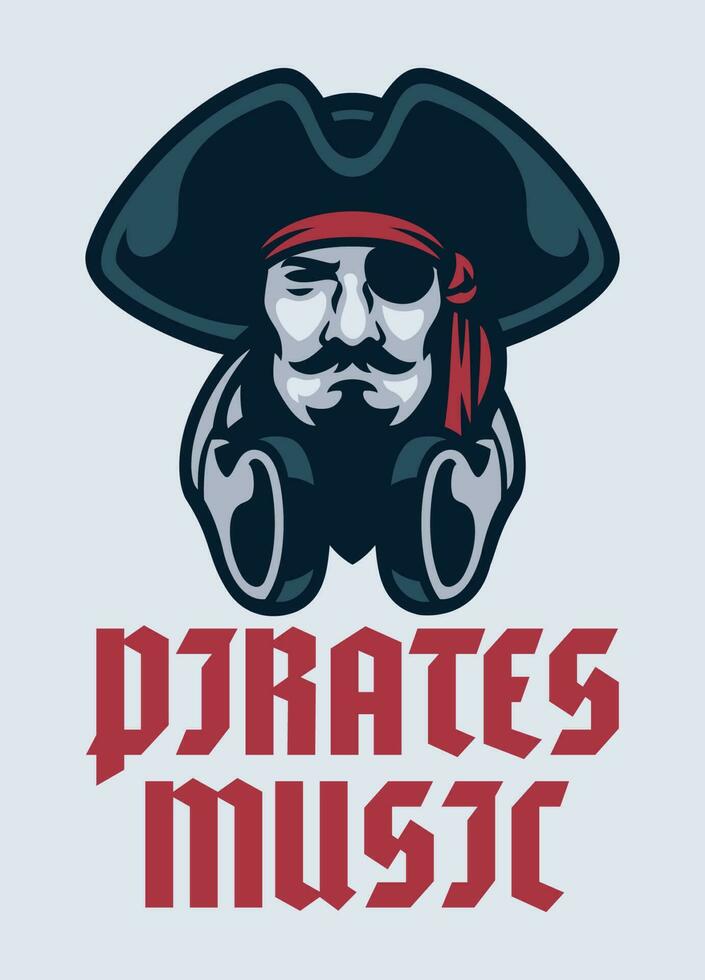 pirata cabeza DJ música vector