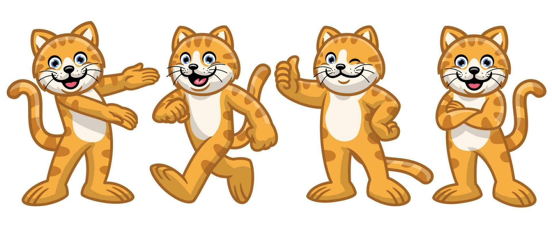 set of cartoon cat character vector