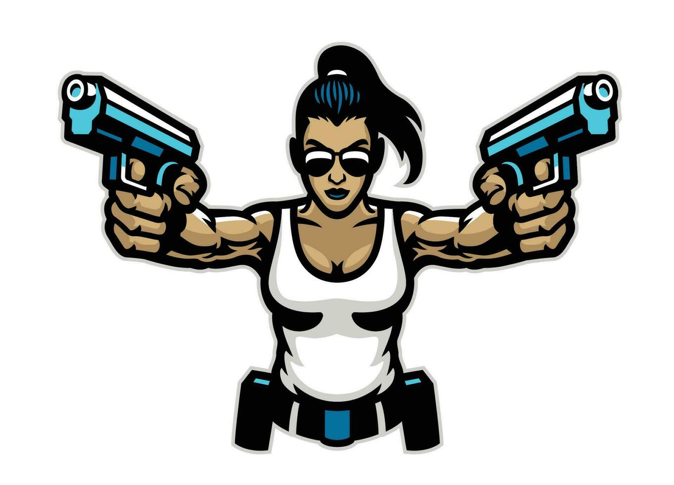 mujer mascota puntería el pistolas vector