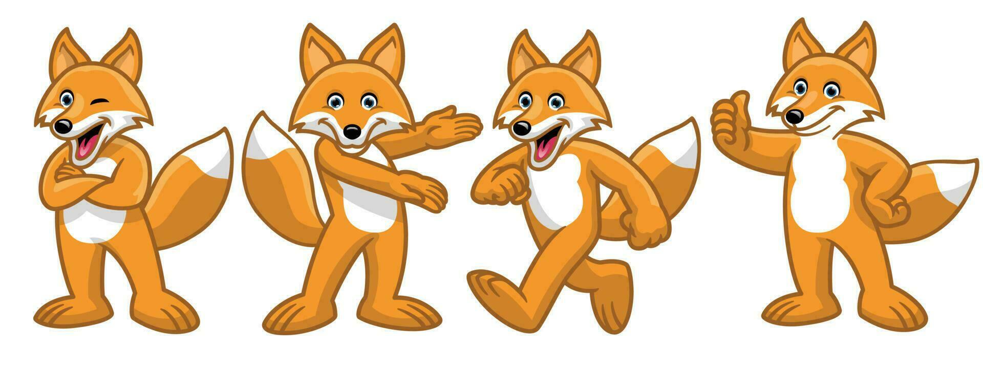 set vector of cartoon fox character