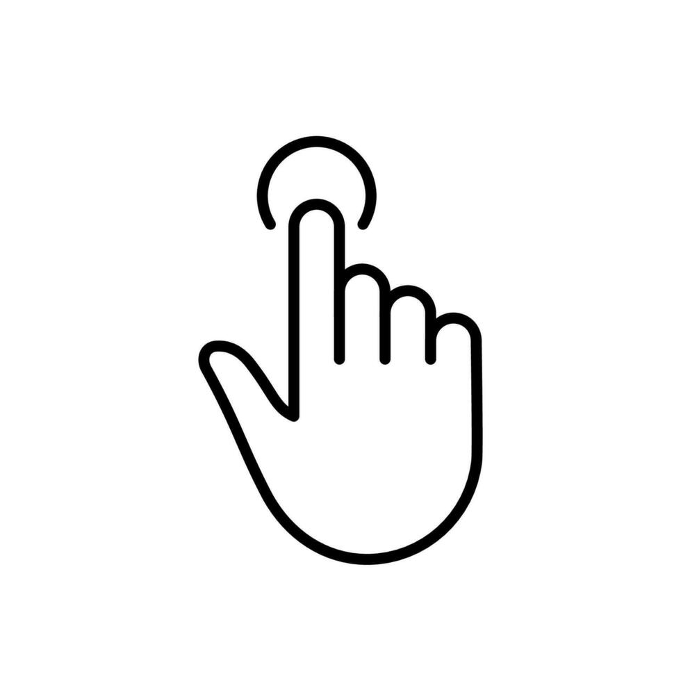 Click Gesture of Computer Mouse. Pointer Finger Black Line Icon. Cursor Hand Linear Pictogram. Press Double Tap Touch Swipe Point Outline Symbol. Editable Stroke. Isolated Vector Illustration.