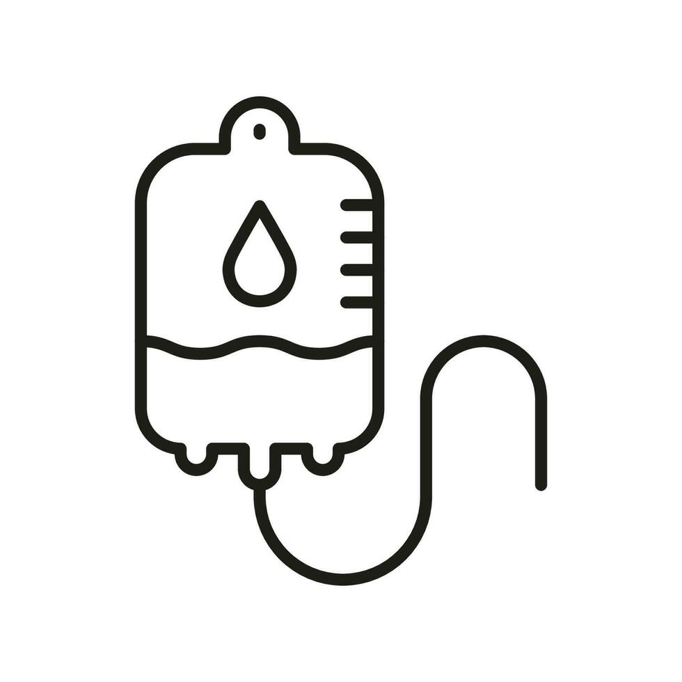 Blood Transfusion Line Icon. Medical Iv Drip Linear Pictogram. Intravenous Bag for Plasma Donation Outline Icon. Emergency Medicine Symbol. Editable Stroke. Isolated Vector Illustration.