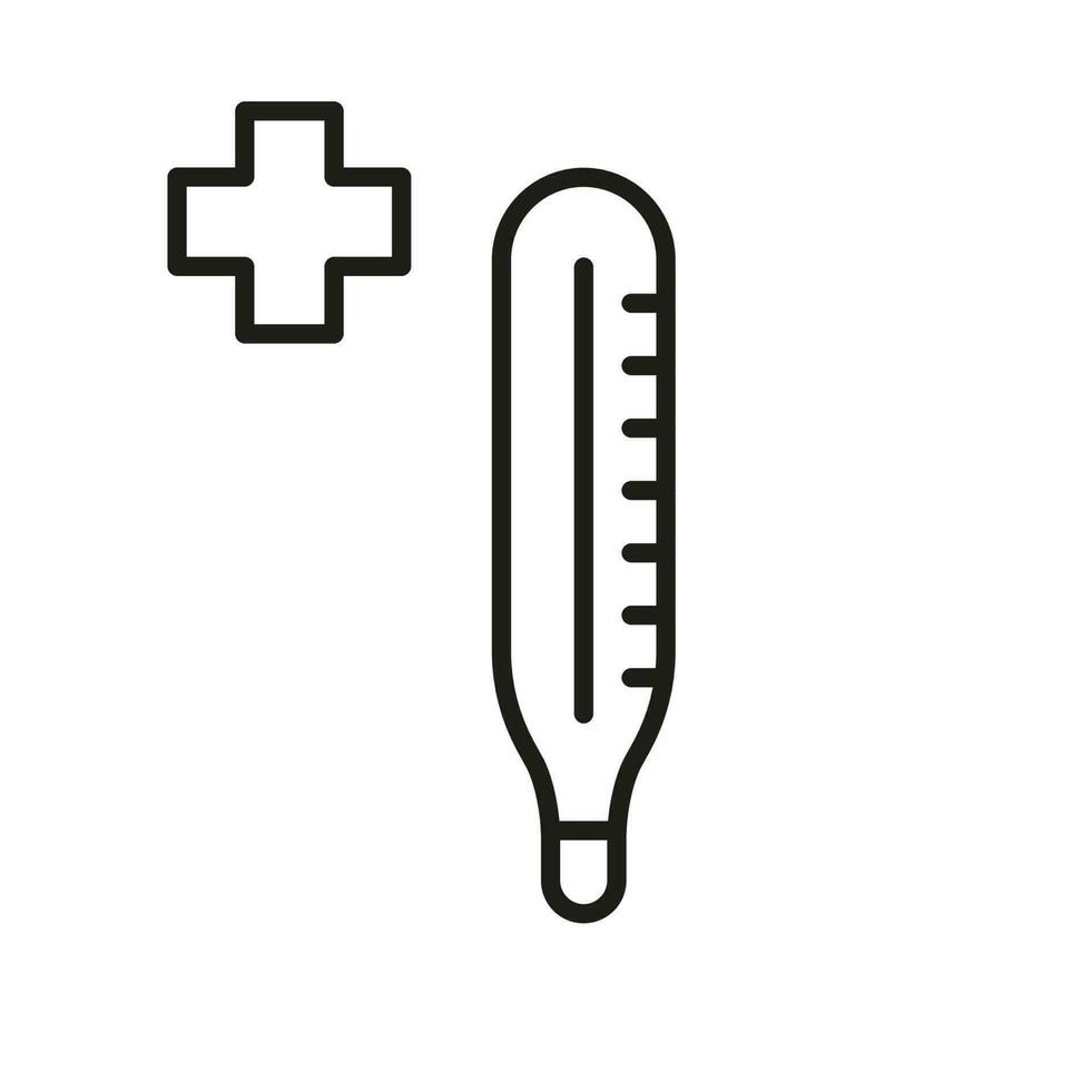 termómetro línea icono. médico herramienta para temperatura controlar pictograma. termómetro para diagnóstico enfermedad contorno icono. salud cuidado instrumento. editable ataque. aislado vector ilustración.