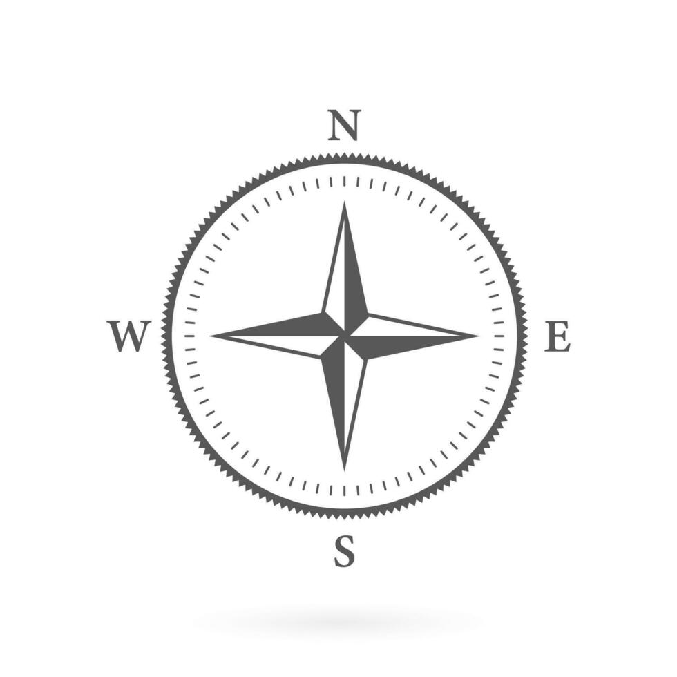 Compass Map Silhouette Icon. Rose Wind Navigation Retro Equipment Glyph Pictogram. Adventure Direction Arrow to North South West East Orientation Navigator Modern Sign. Isolated Vector Illustration.