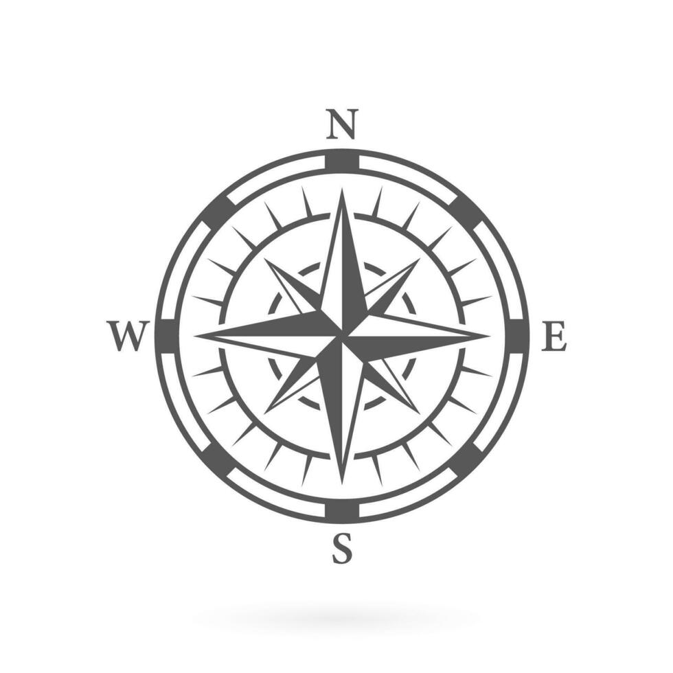 Compass Map Silhouette Icon. Rose Wind Navigation Retro Equipment Glyph Pictogram. Adventure Direction Arrow to North South West East Orientation Navigator Modern Sign. Isolated Vector Illustration.