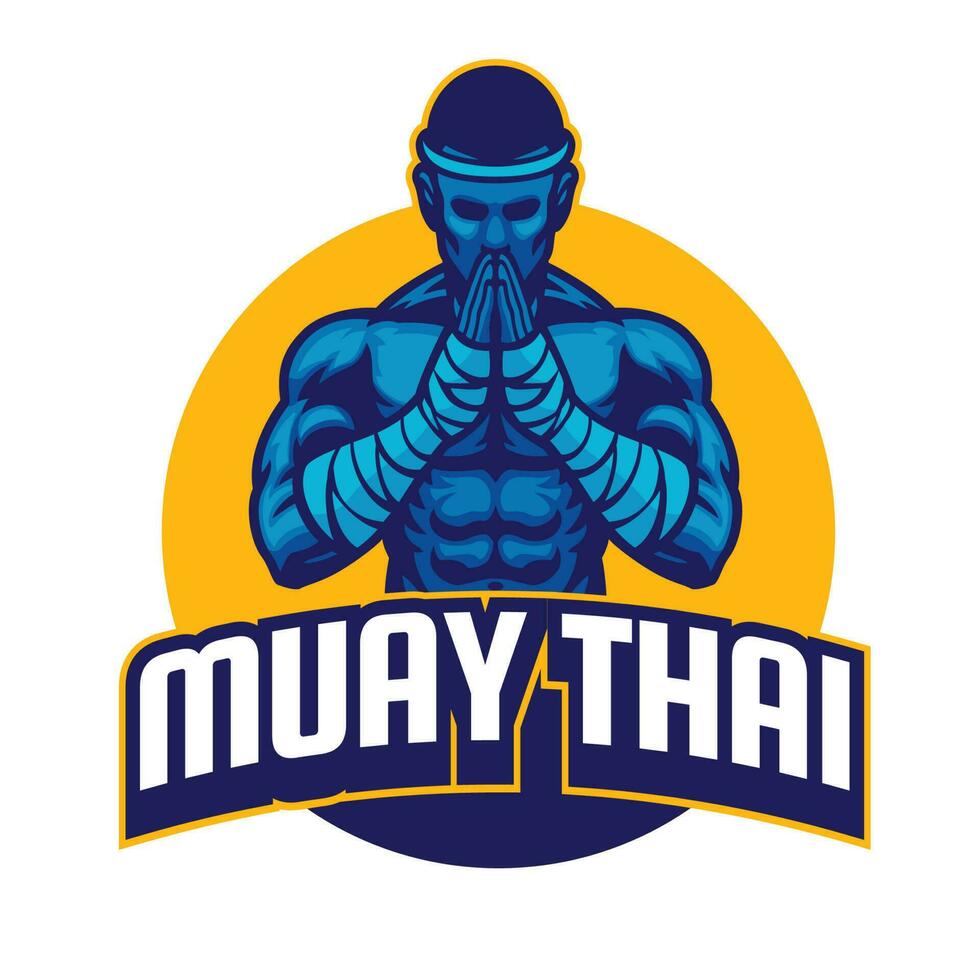 muay thai fighter salute posing vector