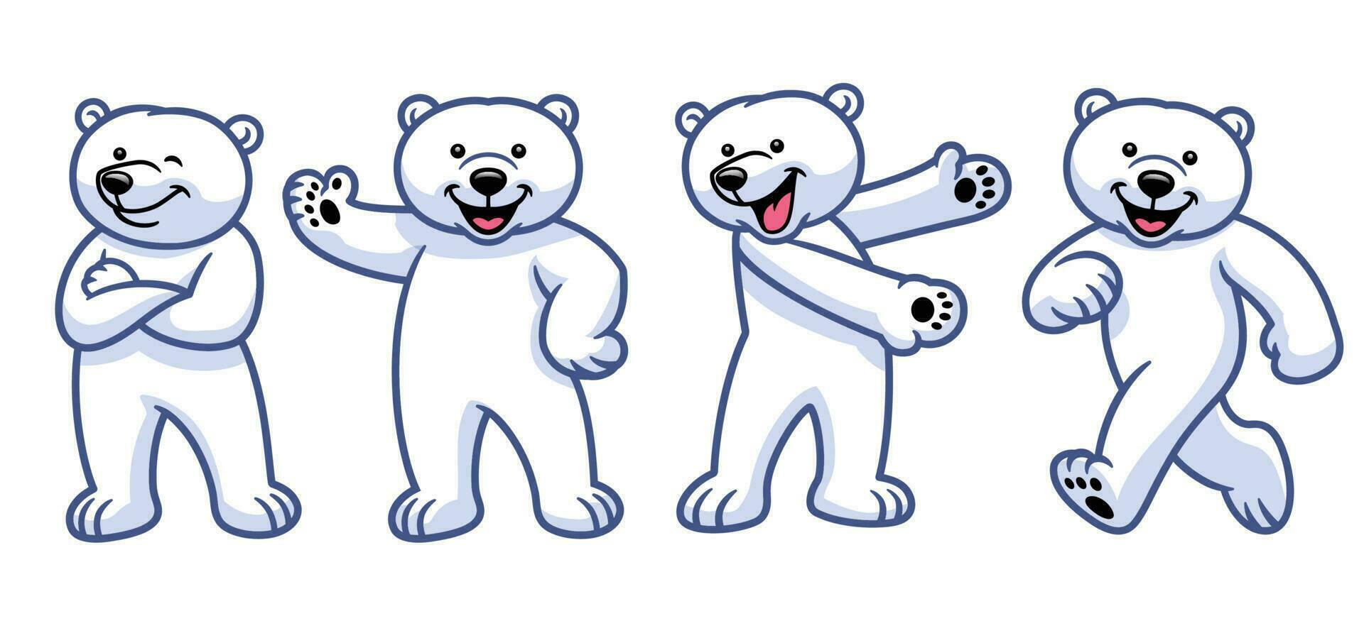 conjunto de dibujos animados polar oso personaje vector