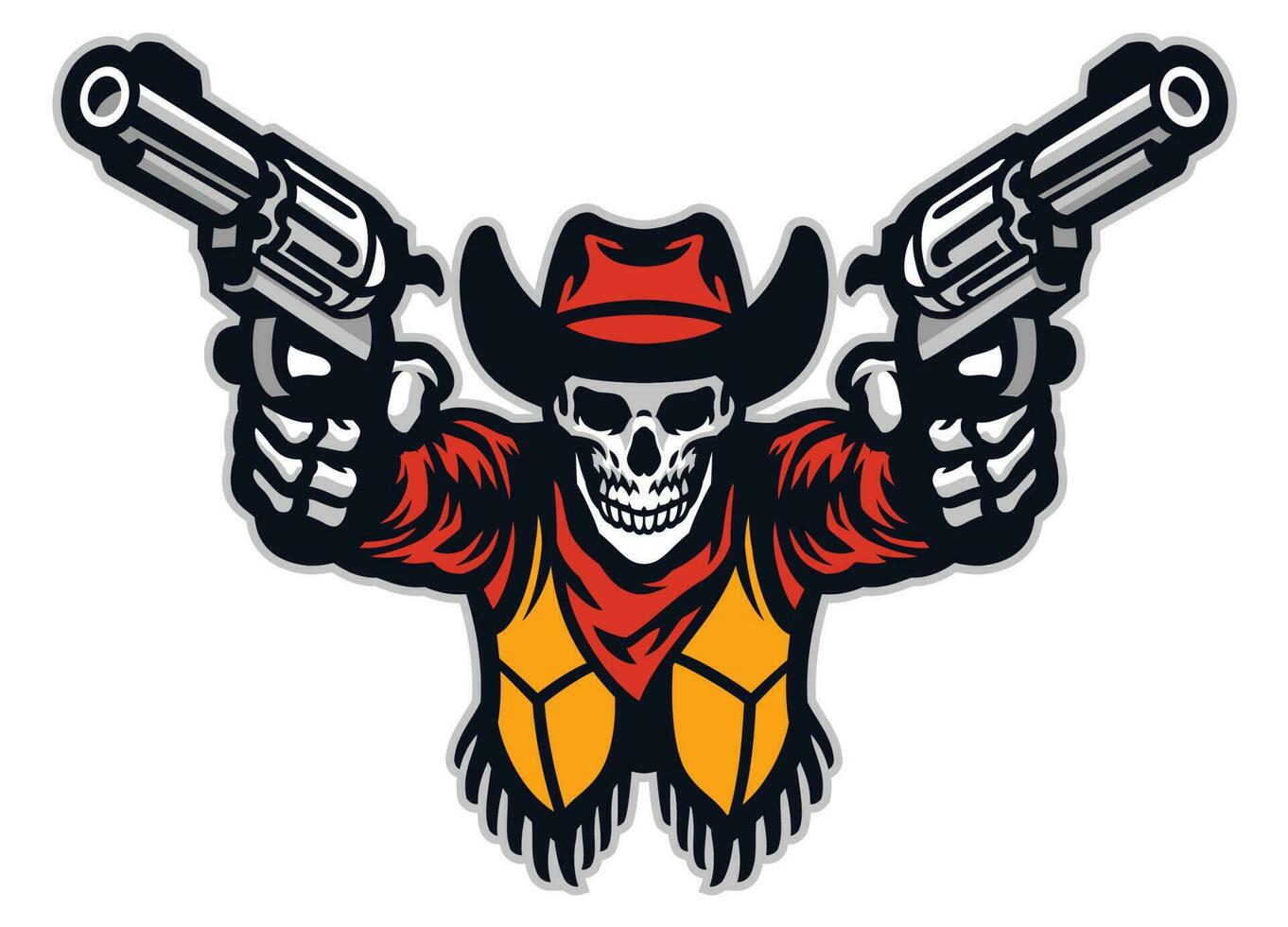 cráneo vaquero bandido puntería el pistolas en e-sport logo estilo vector