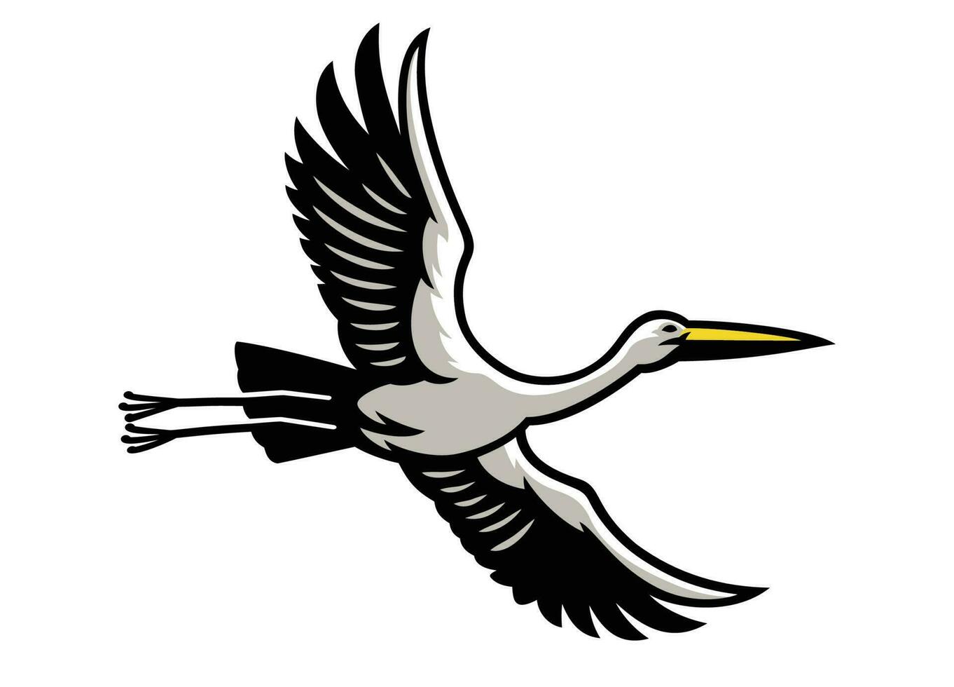 Flying Stork bird vector