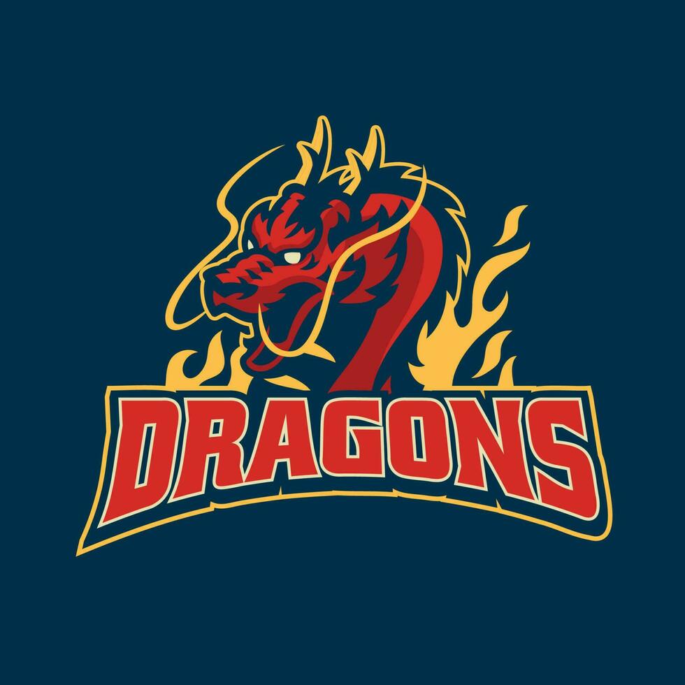 Angry head of dragon sport logo vector