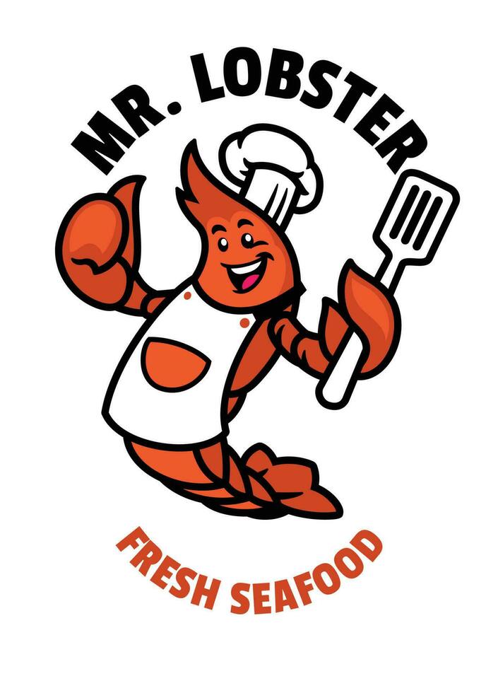 Lobster Seafood Cartoon Logo vector