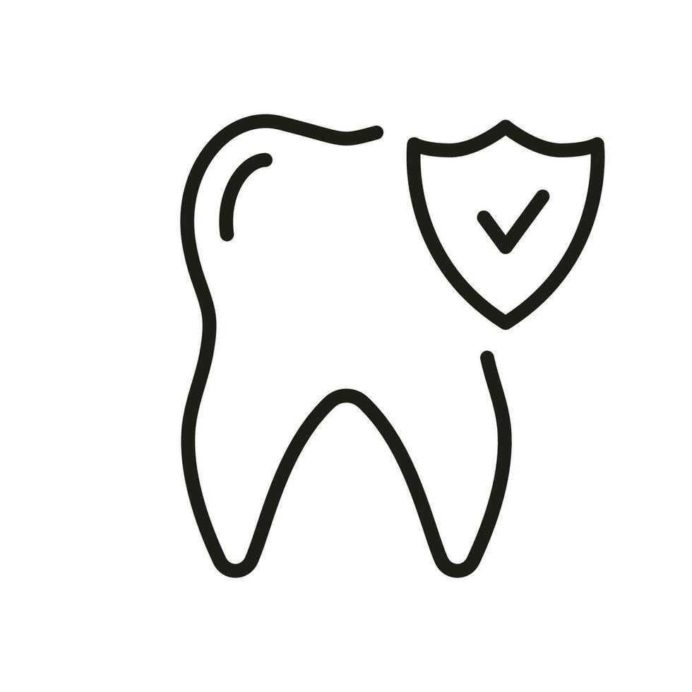 Dental Insurance Line Icon. Teeth Protection and Hygiene Linear Pictogram. Medical Oral Care. Dentistry Outline Symbol. Dental Treatment Sign. Editable Stroke. Isolated Vector Illustration.