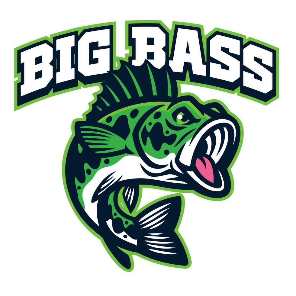 big bass fish cartoon mascot vector
