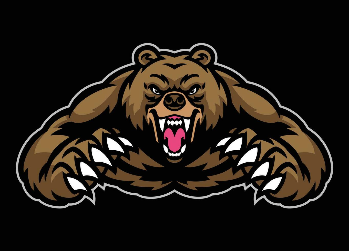 grande oso pardo oso mascota logo vector