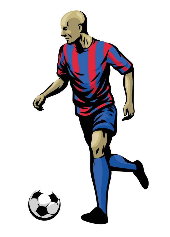 jugador de fútbol botando el balón vector