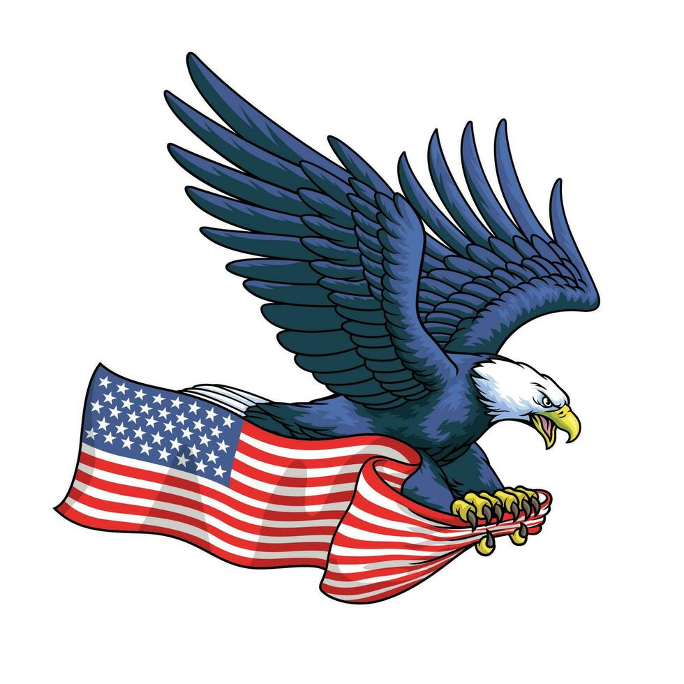 americano águila sostener el unido estados bandera vector