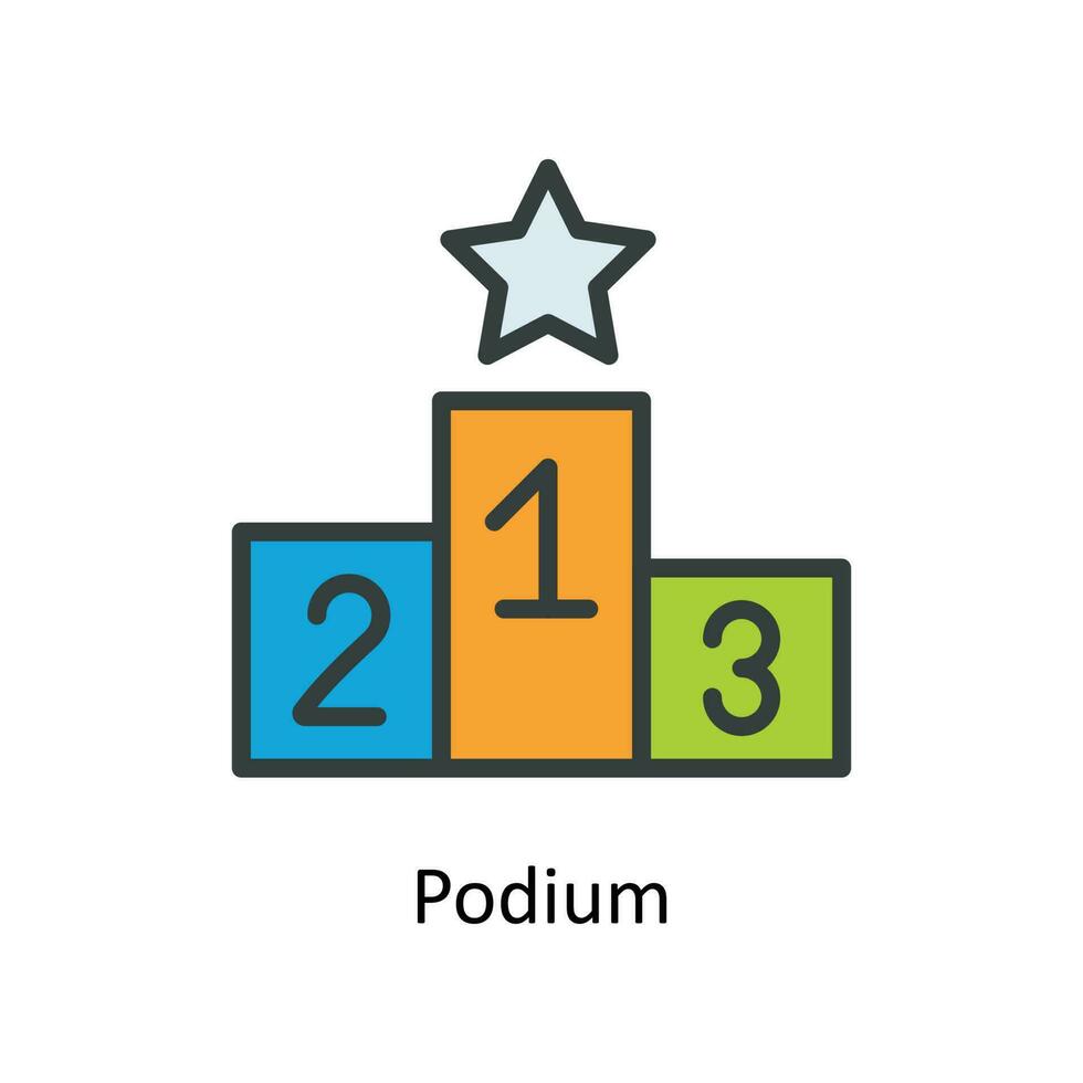 Podium Vector Fill Outline Icons. Simple stock illustration stock