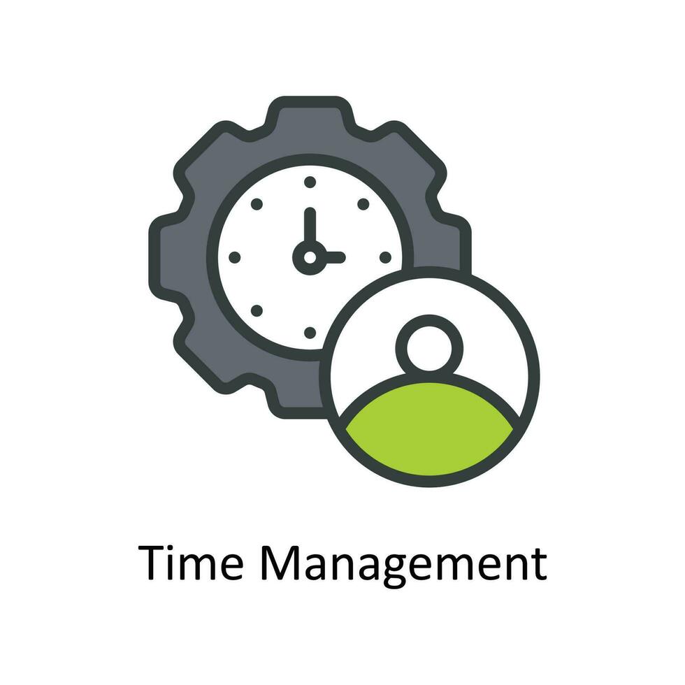 Time Management  Vector Fill Outline Icons. Simple stock illustration stock