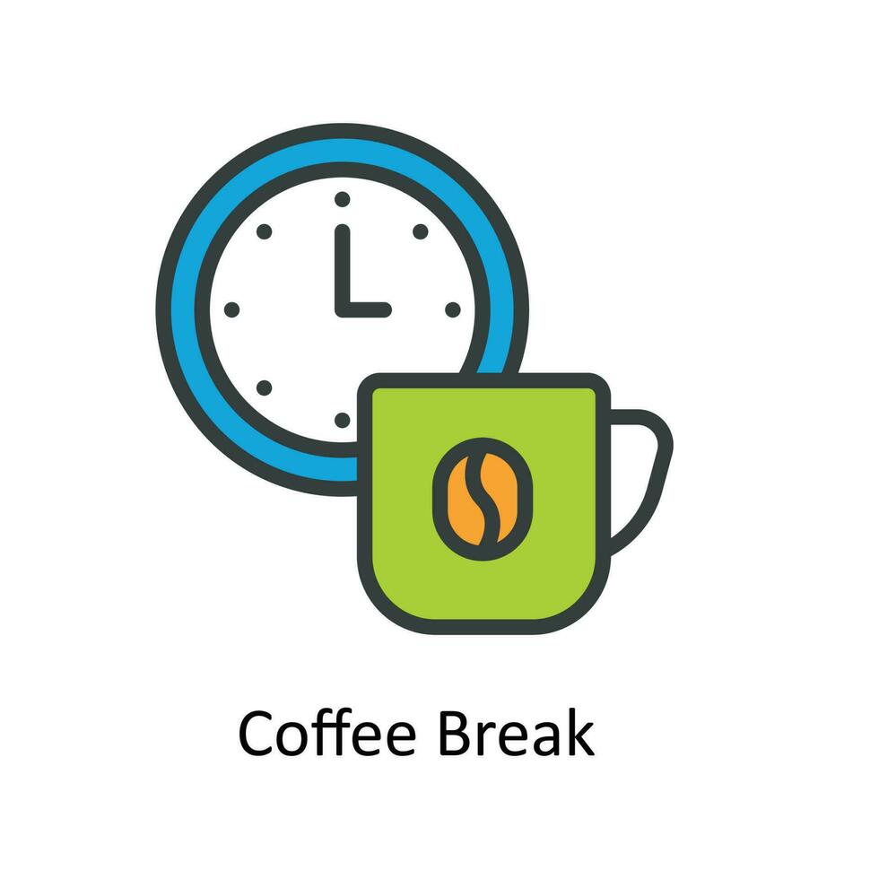 Coffee Break Vector Fill Outline Icons. Simple stock illustration stock