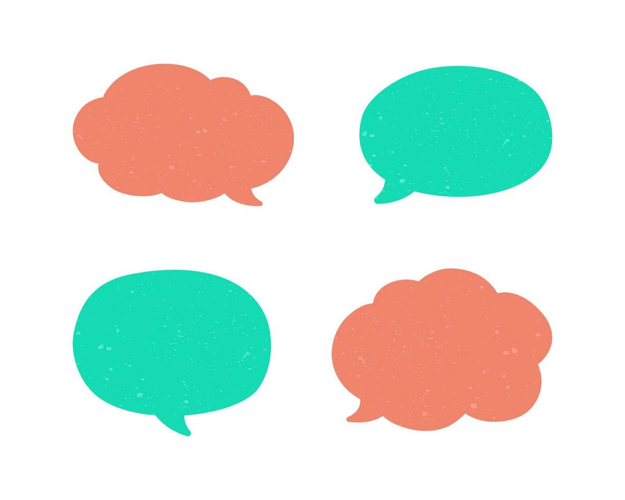 Set of vintage speech bubbles. Grunge texture text box frame, retro chat box, message box conversation template vector illustration design.