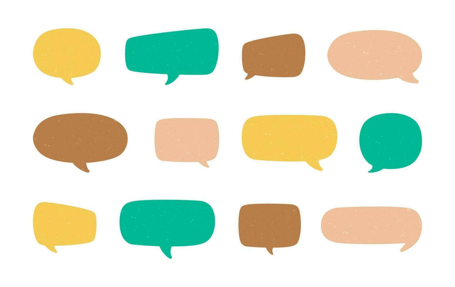 Set of vintage comics speech bubbles. Grunge texture text box frame, retro chat box, message box conversation template vector illustration design.