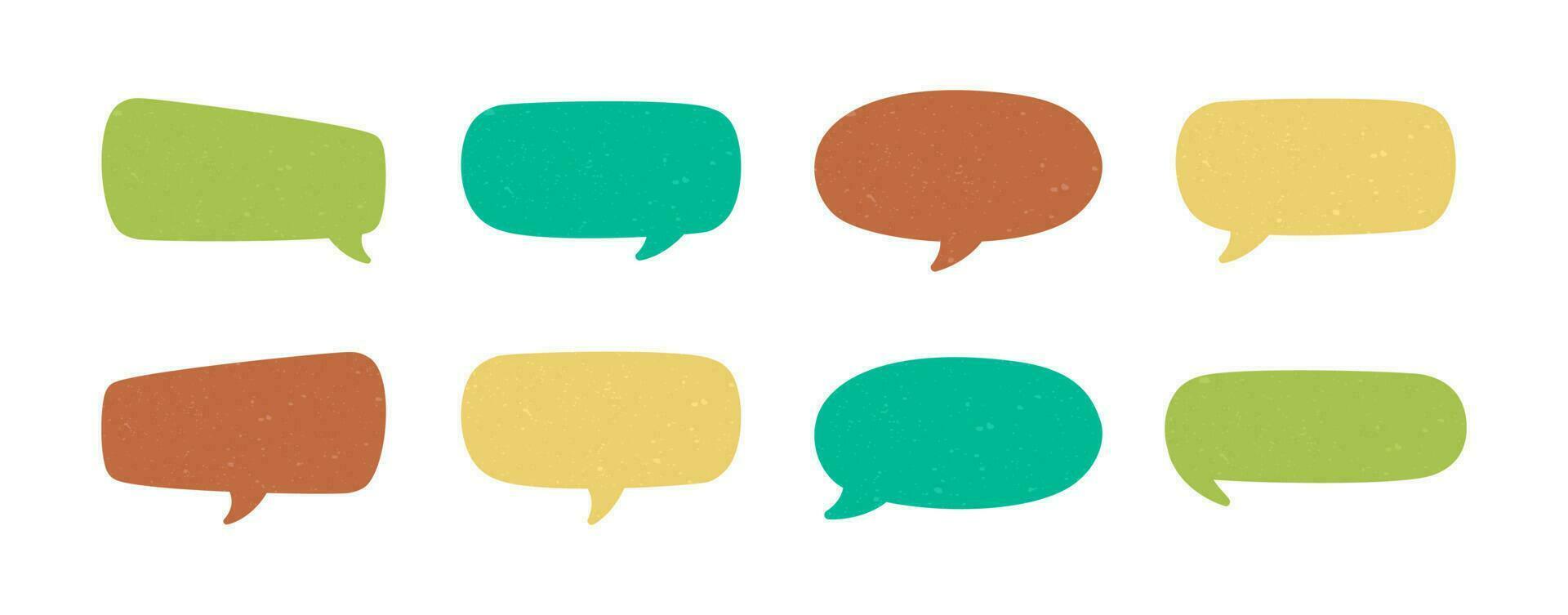 Set of vintage comic speech bubbles. Grunge texture text box frame, retro chat box, message box conversation template vector illustration design.