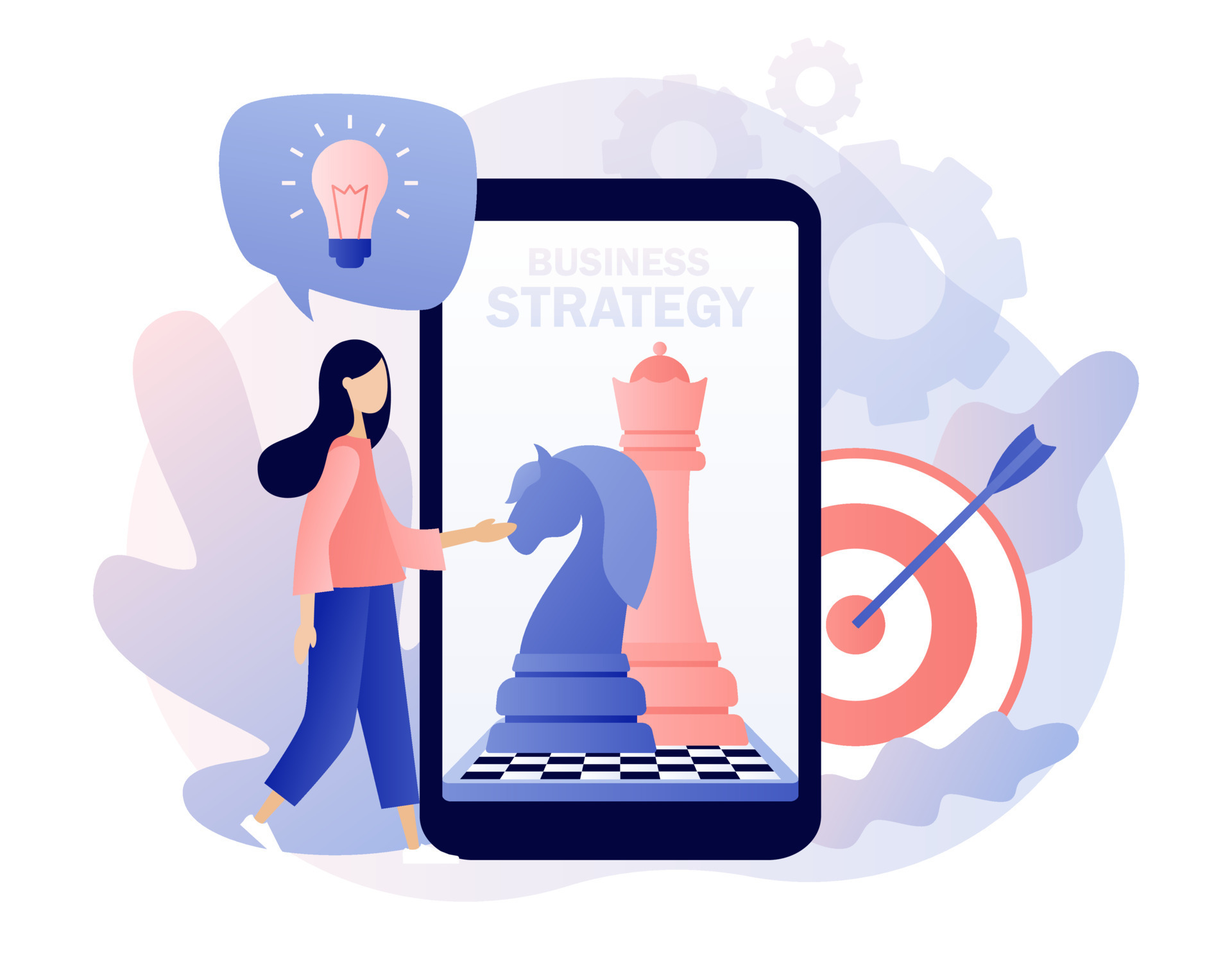 Business strategy. Chess game. Chess pieces on the smartphone screen.  business people work for data analysis strategic planning and successful  business modern flat cartoon style vector illustration 5604624 Vector Art  at Vecteezy