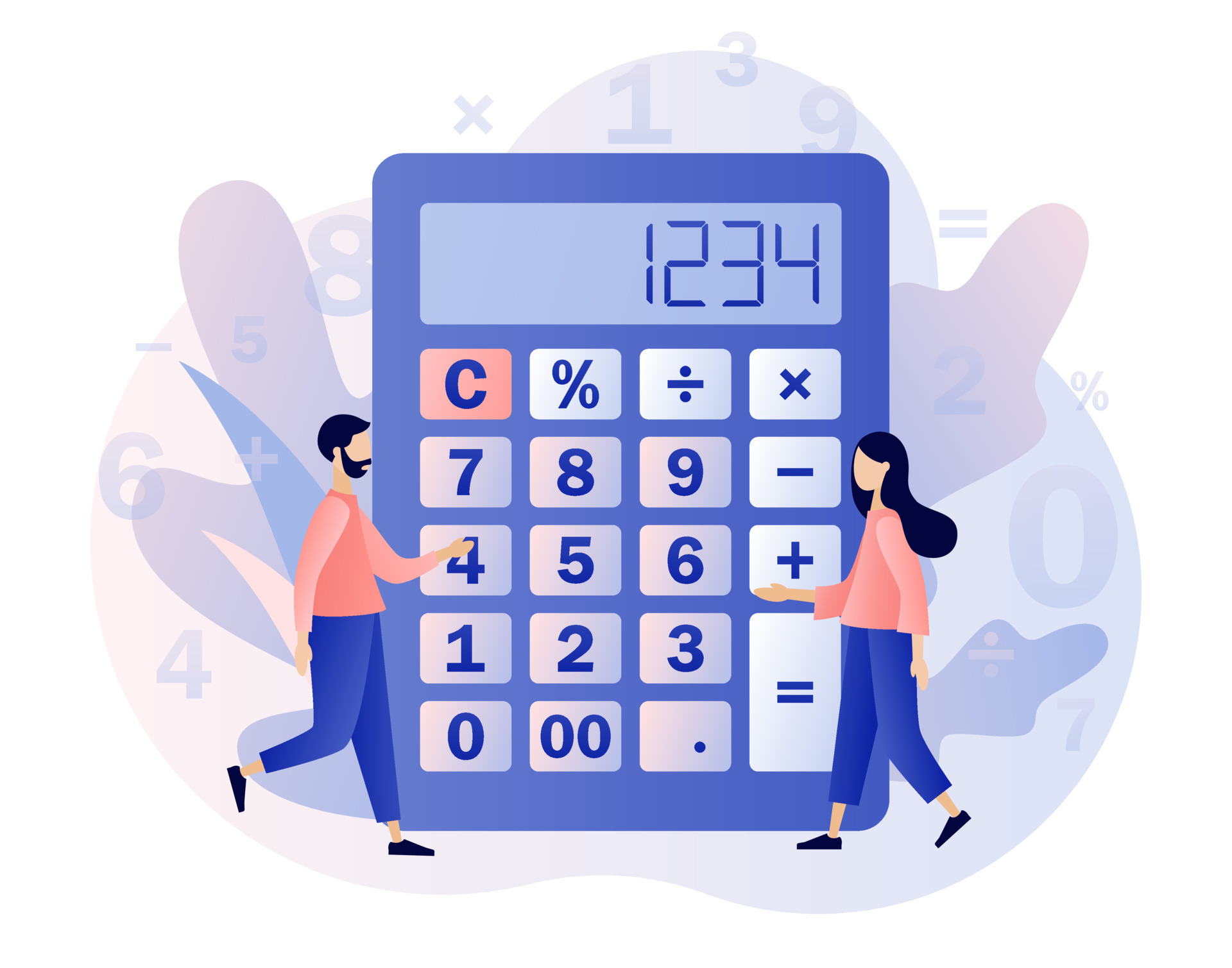 Calculator concept Tiny people with calculating Accounting financial Calculator concept Tiny people with calculating Accounting financial