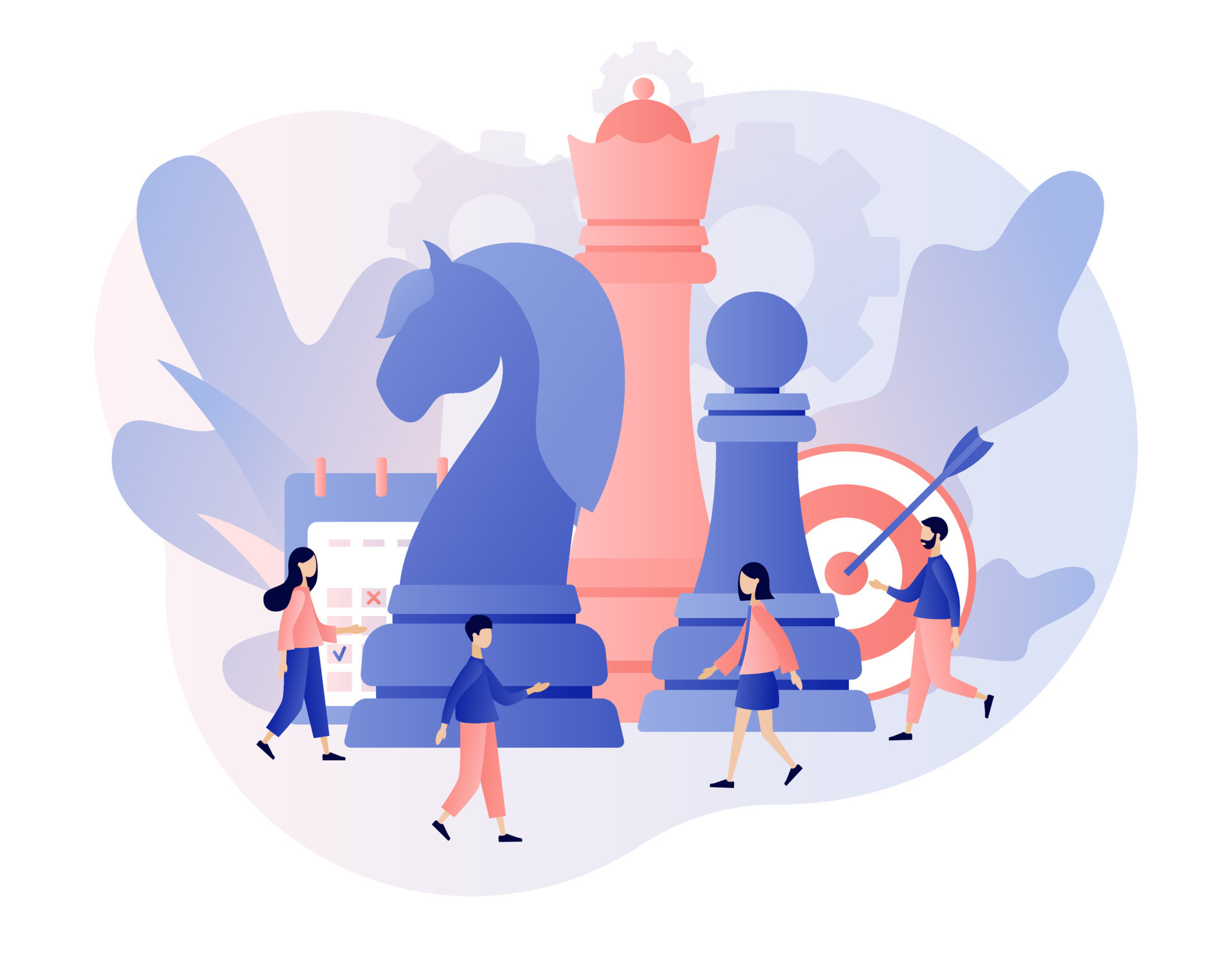 Business strategy. Chess game. Chess pieces on the smartphone screen.  business people work for data analysis strategic planning and successful  business modern flat cartoon style vector illustration 5604624 Vector Art  at Vecteezy