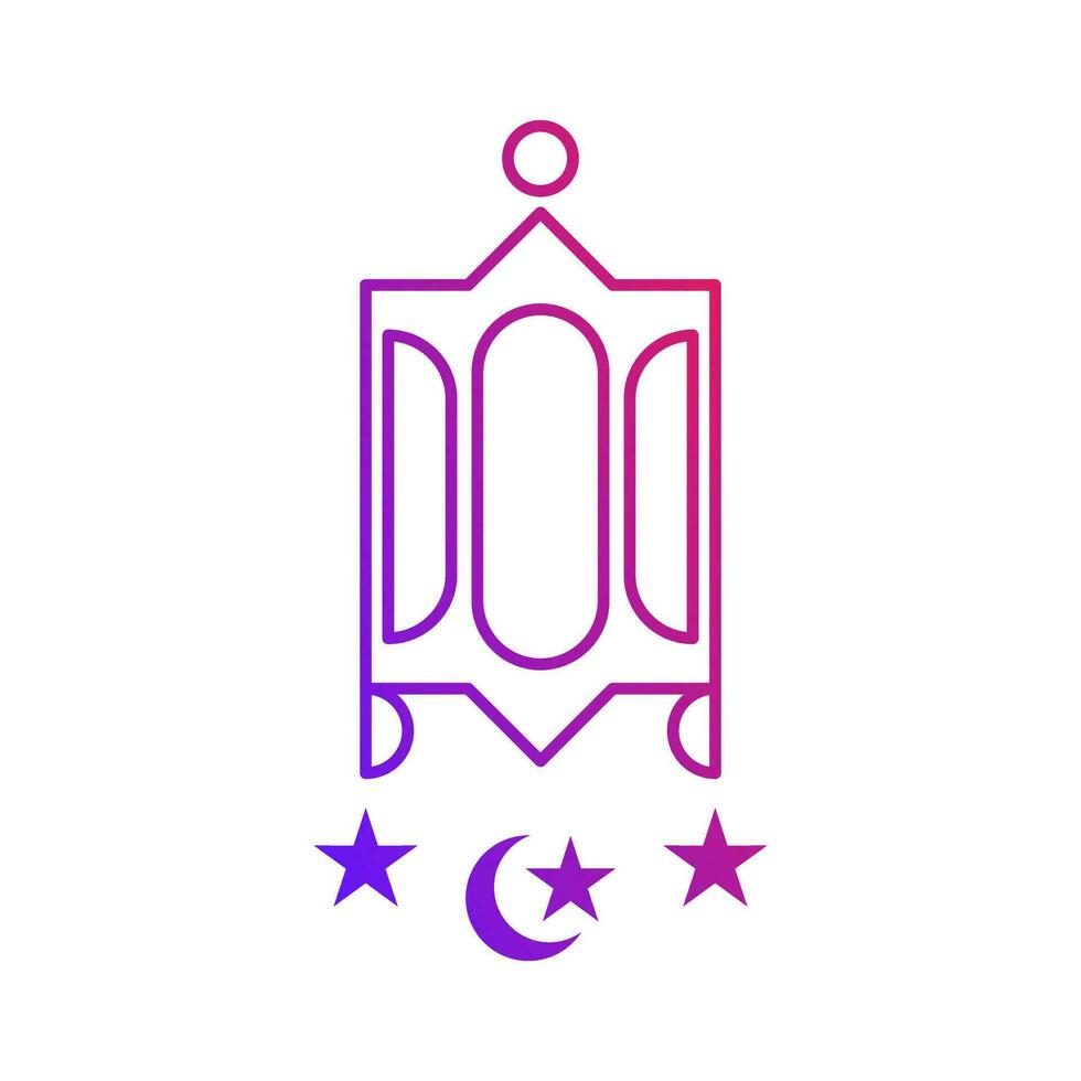 antique decorative lampion islamic gradient outline icon vector illustration