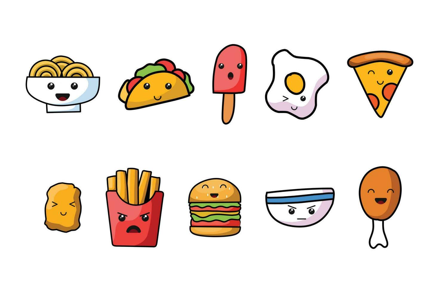 linda kawaii icono ilustración personaje dibujos animados vector cara diseño antecedentes comida japonés elemento dulce emoji gráfico emoticon