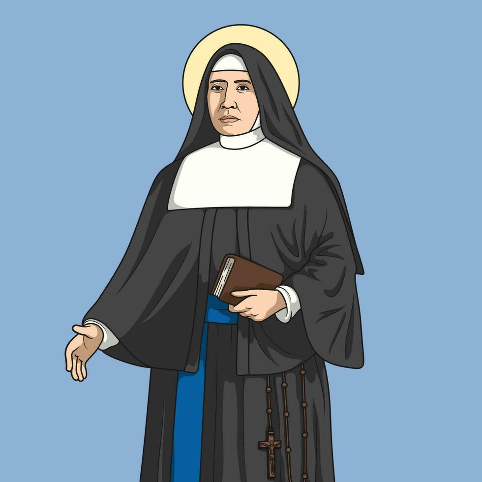 Saint Paulina of the Agonizing Heart of Jesus Colored Vector Illustration