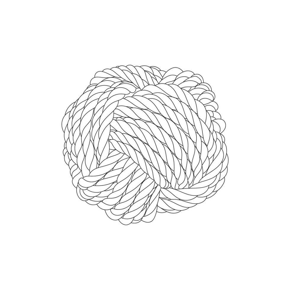 Rope Knots Borders Black Thin Line art Design Element. Vector illustration of Rope Knot