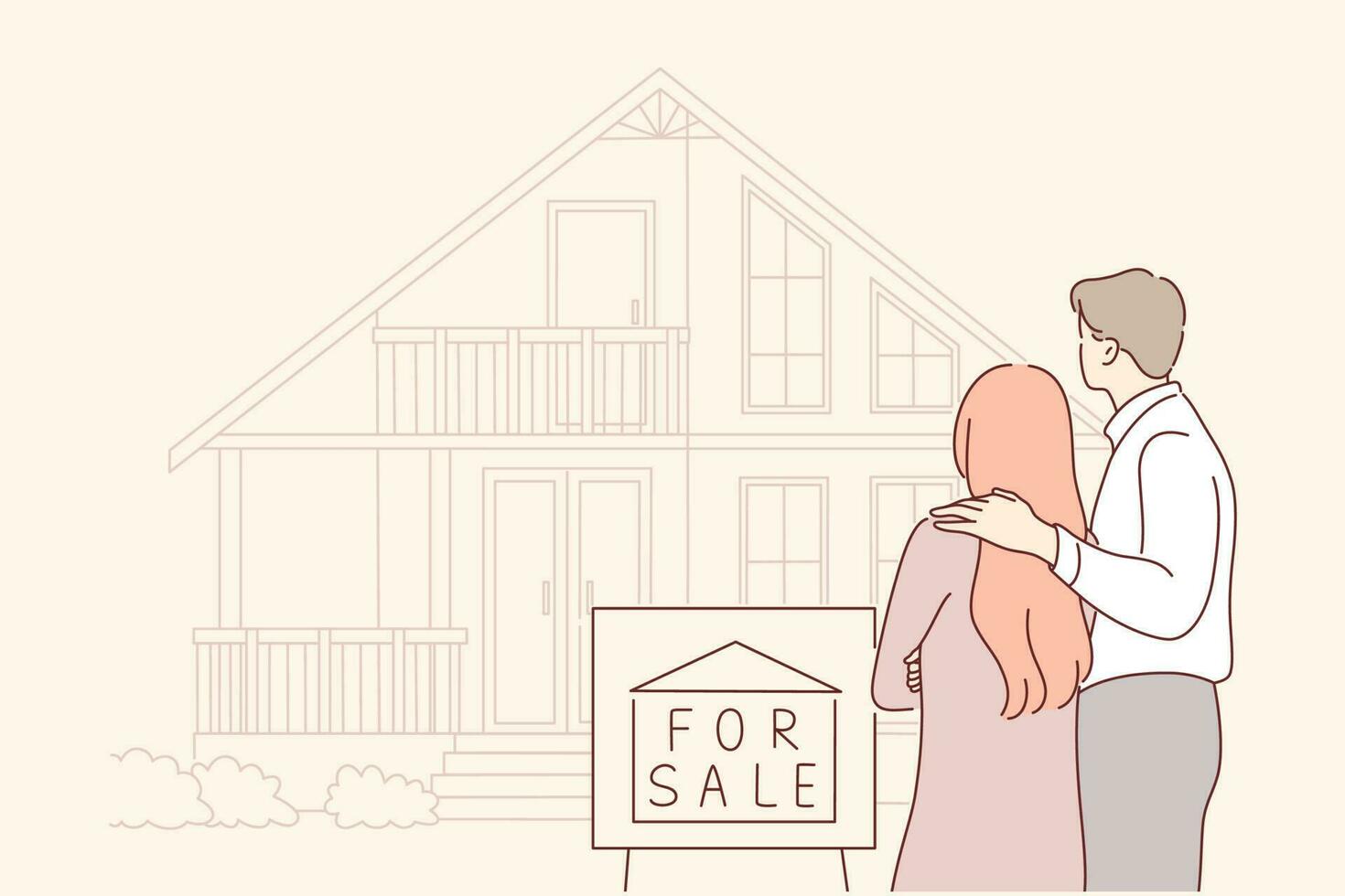 Buy, sale, house, real estate, family concept vector