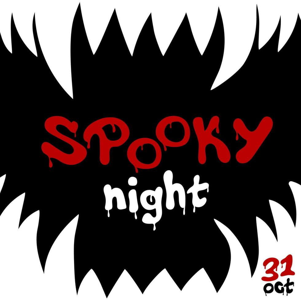 Spooky night. Halloween party template design in urban graffiti style with monster teeth vector