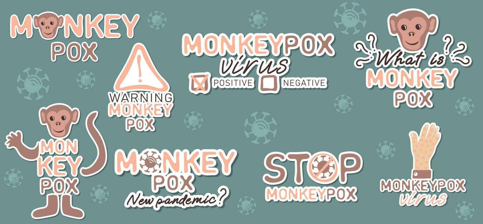 Set of Monkeypox virus stickers vector