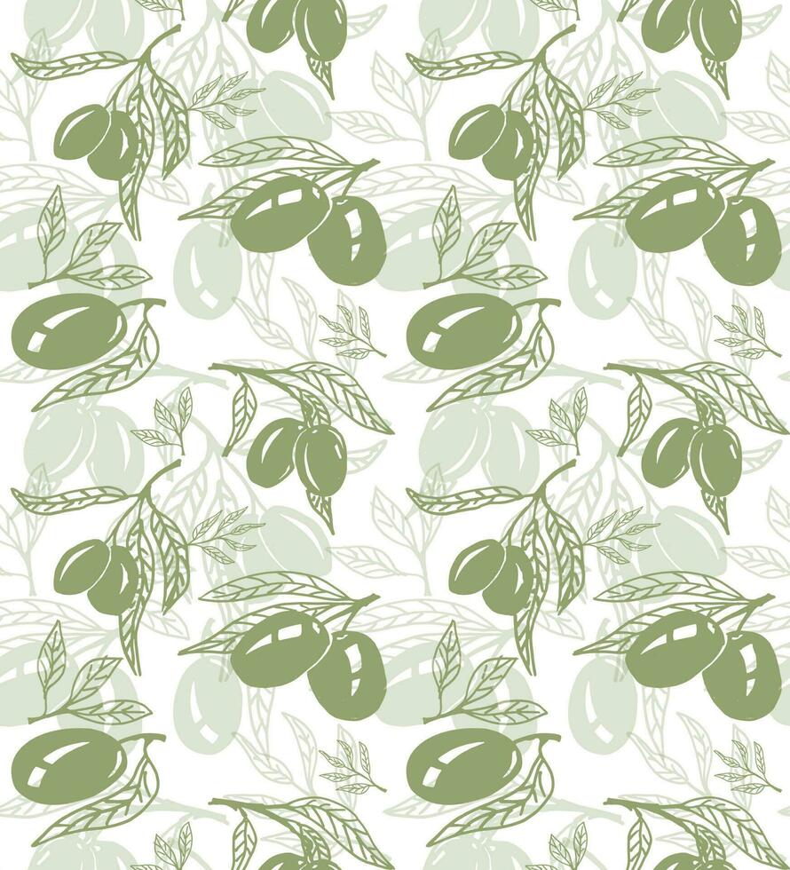 Seamless olive pattern vector