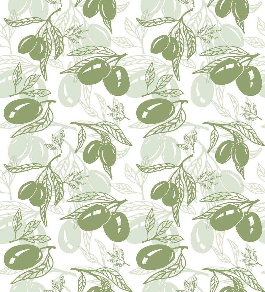 Seamless olive pattern vector