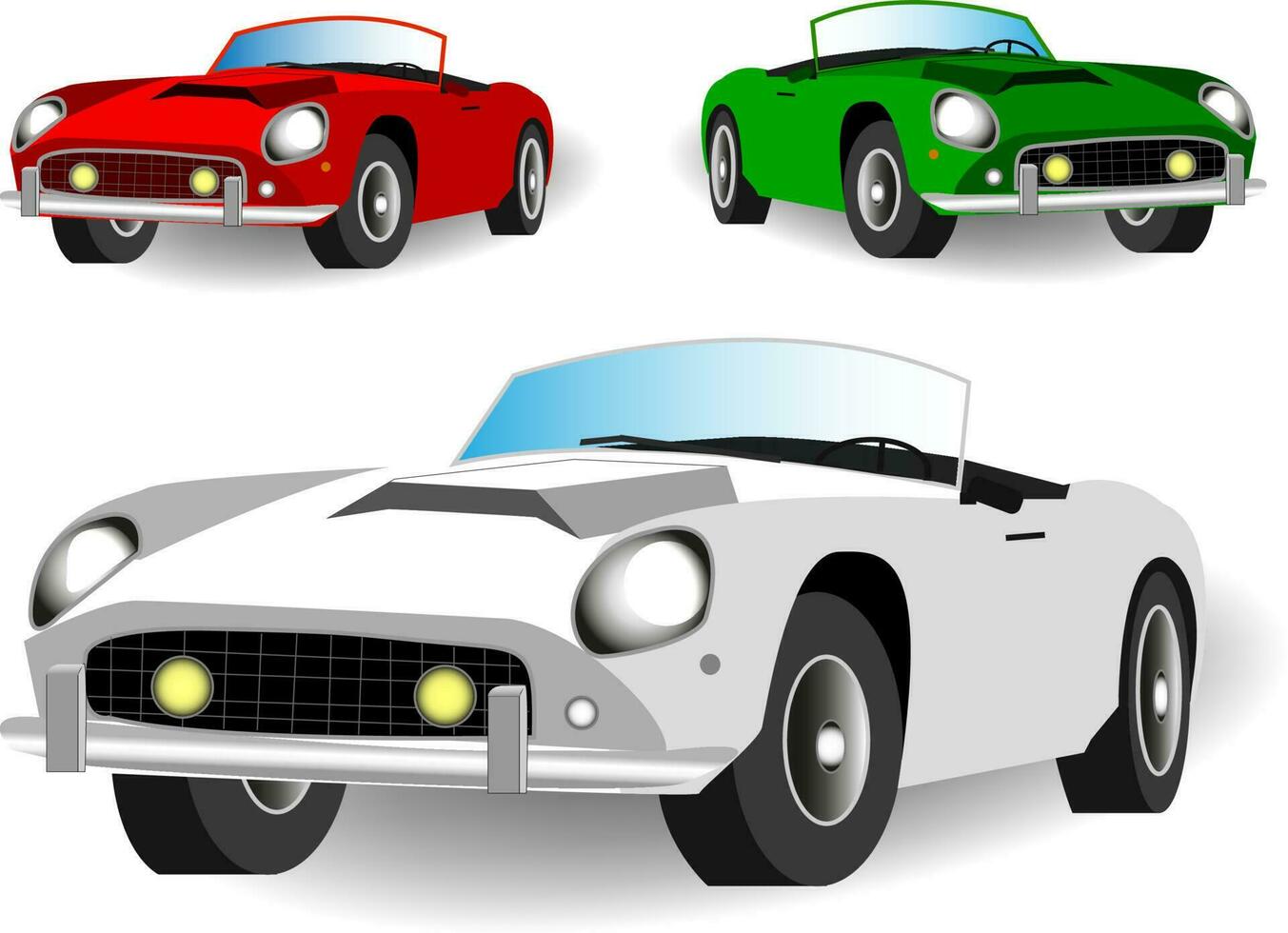 conjunto de retro carros en diferente colores. vector ilustración