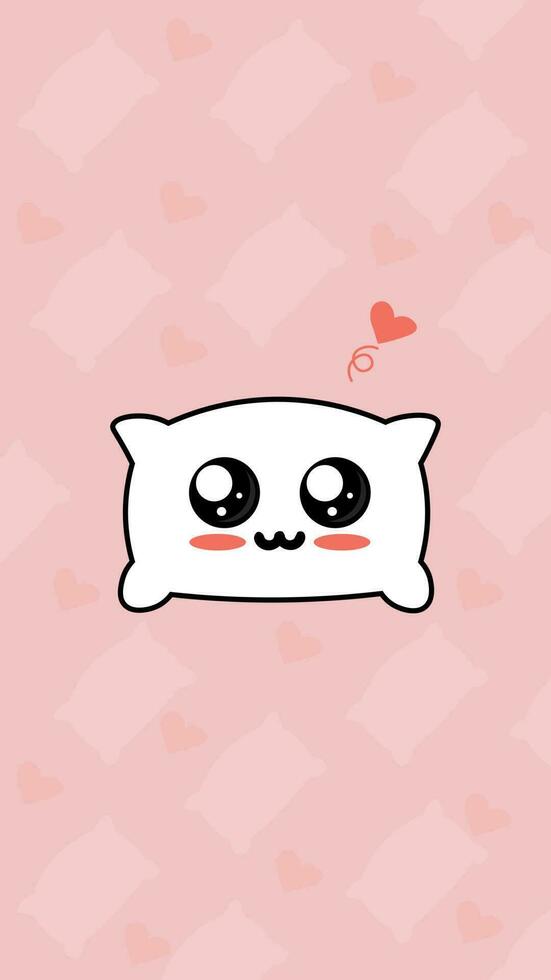 Cute pillow vector character for phone wallpaper or mobile phone ...