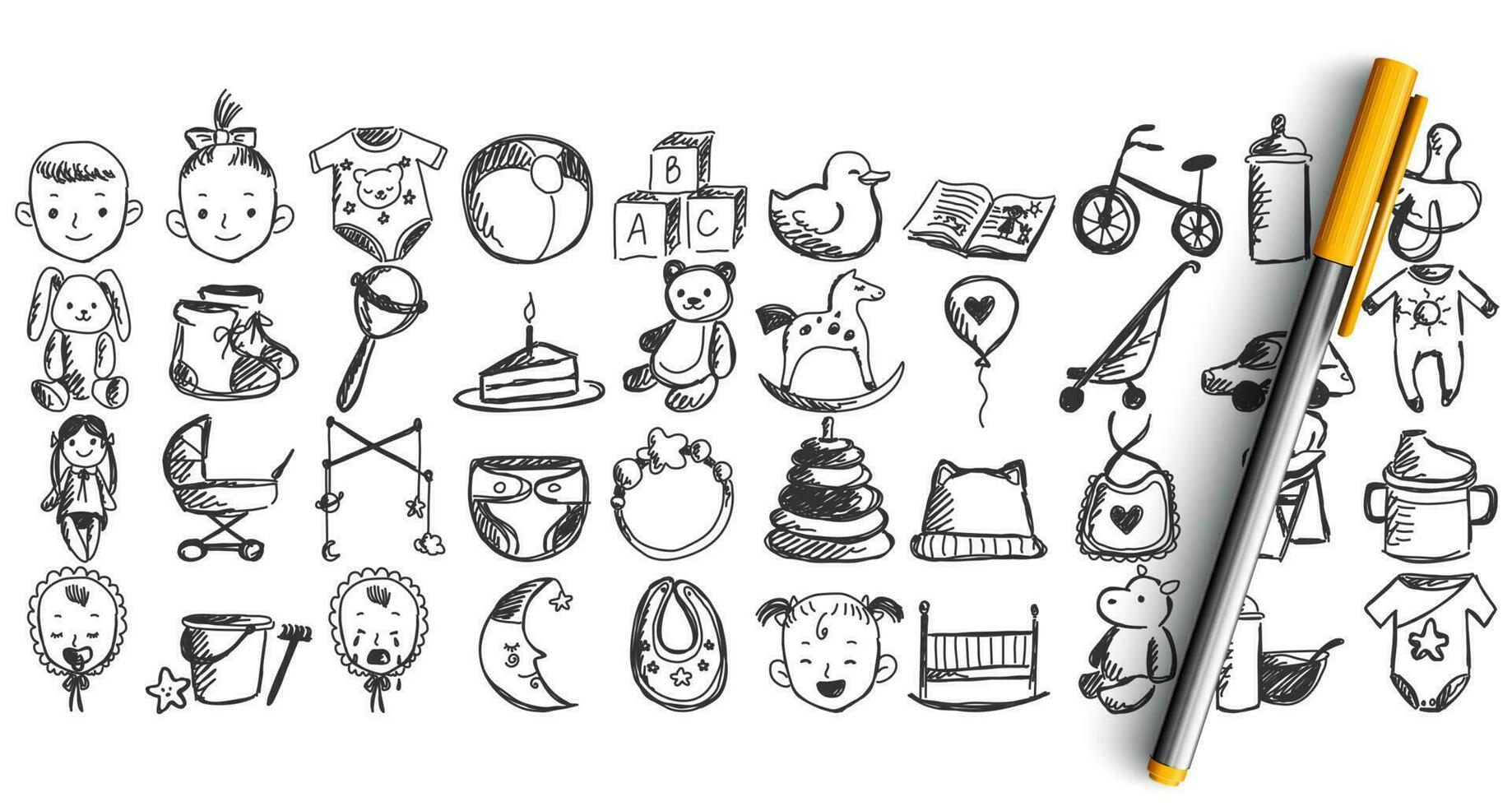 Childhood doodle set vector