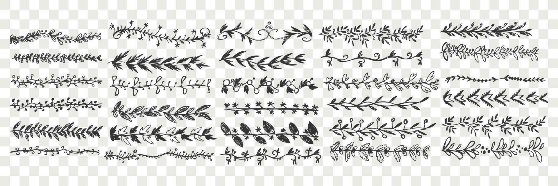 Hand drawn ornaments doodle set vector